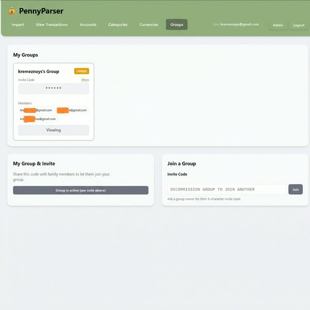 The Groups page showing the Join a Group section with an invite code input field, and a blue Viewing Shared Data banner at the top of the page.